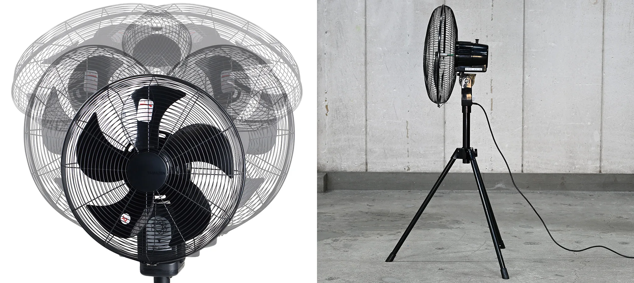 工場扇を広範囲送風で使っている様子